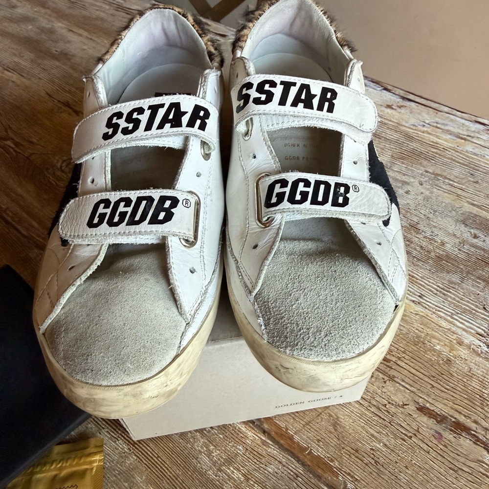 Golden Goose White Leather Old School Sneakers leopard size 39 - Picture 2 of 16